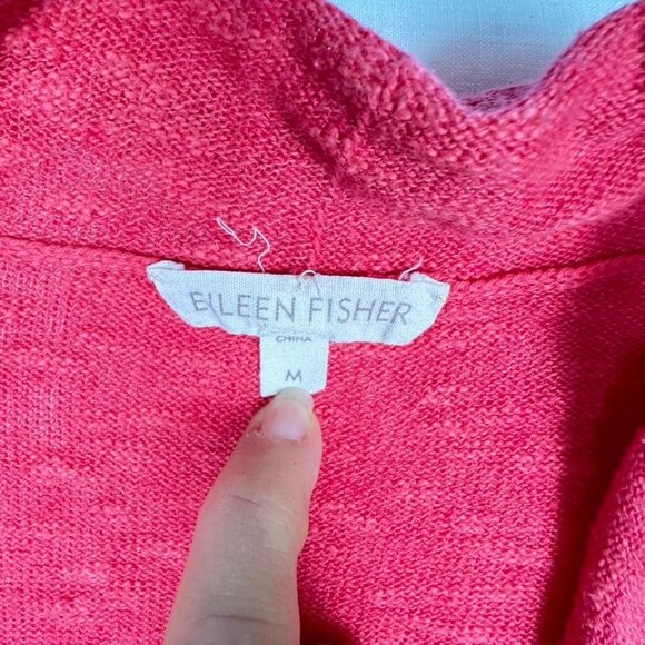 Eileen Fisher Sz M Cardigan Linen Open Front Cottage Core Travel Work Beach - Picture 2 of 6